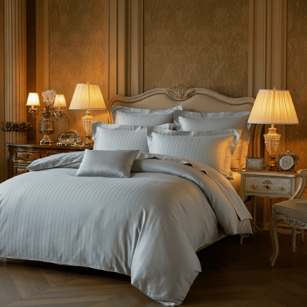 Pinstripes Baumwolle Jacquard Ardoise Set