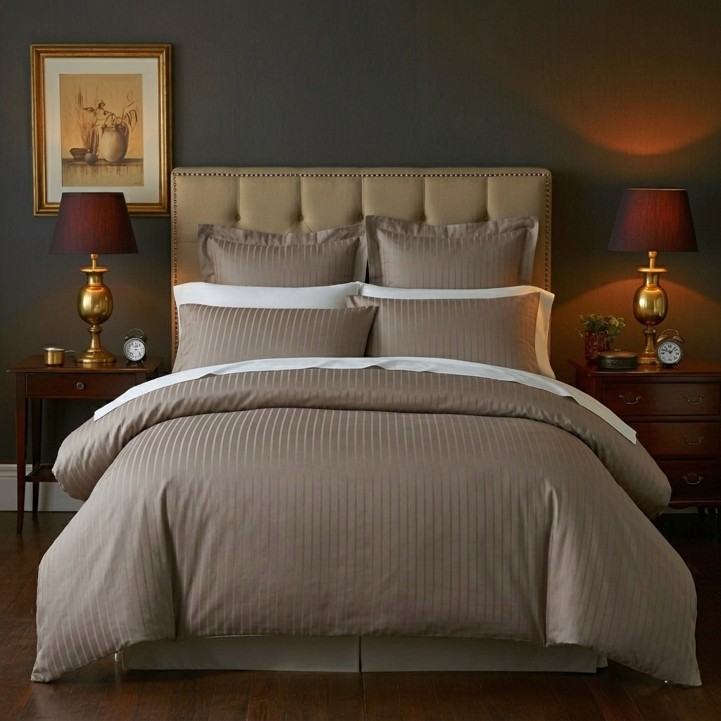 Pinstripes Baumwolle Jacquard Eucalyptus Set