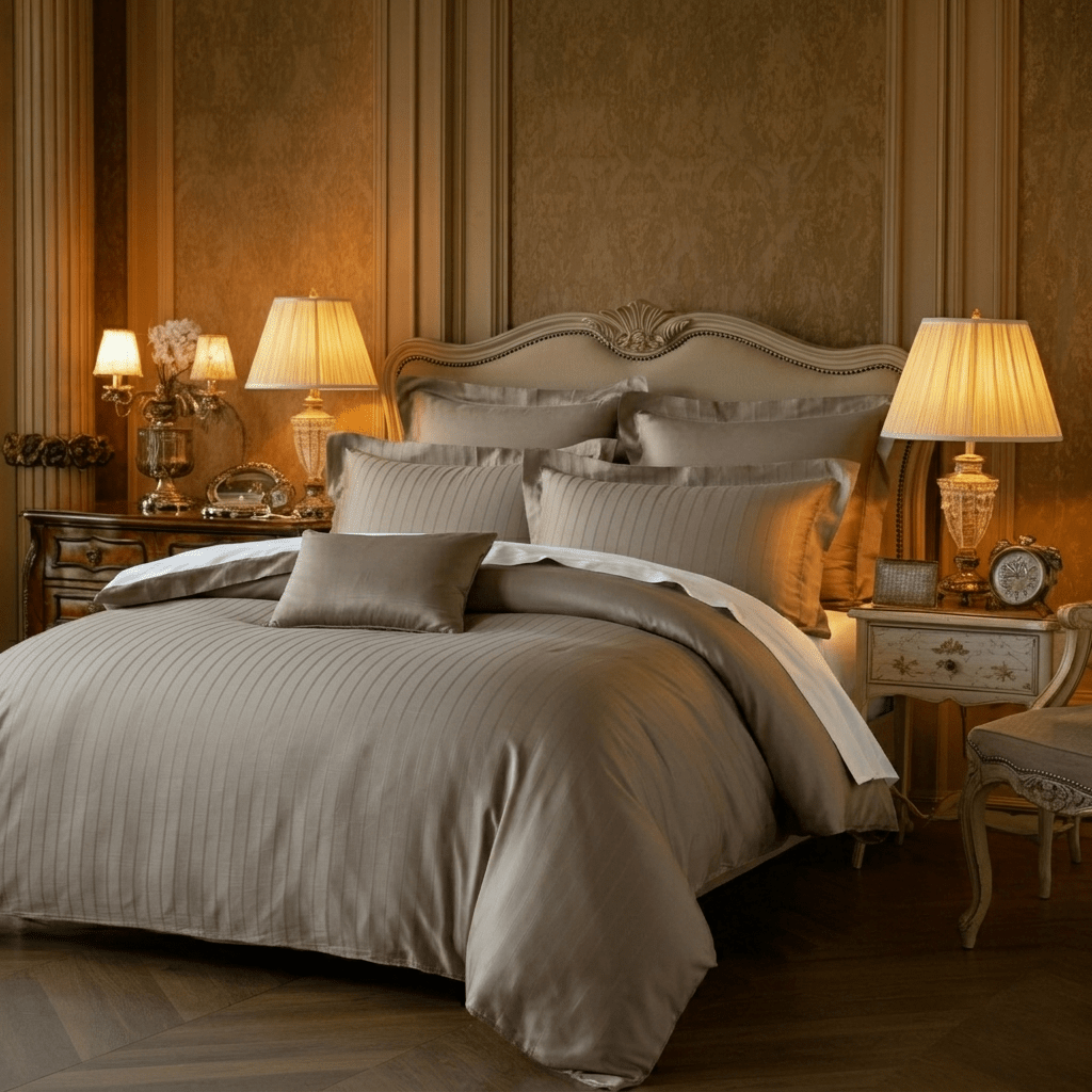 Pinstripes Baumwolle Jacquard Eucalyptus Set